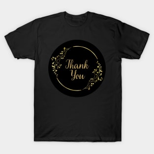 Thank You with Flower - Black T-Shirt
